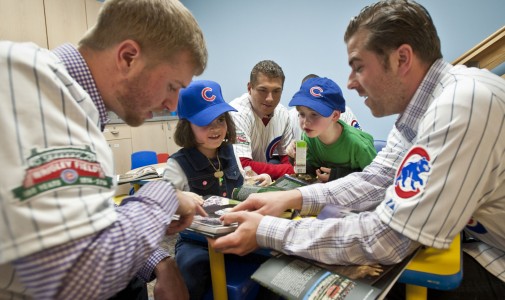Cubs prospects Eric Jokisch, Albert Almora and Mike Olt hang out with the kids.