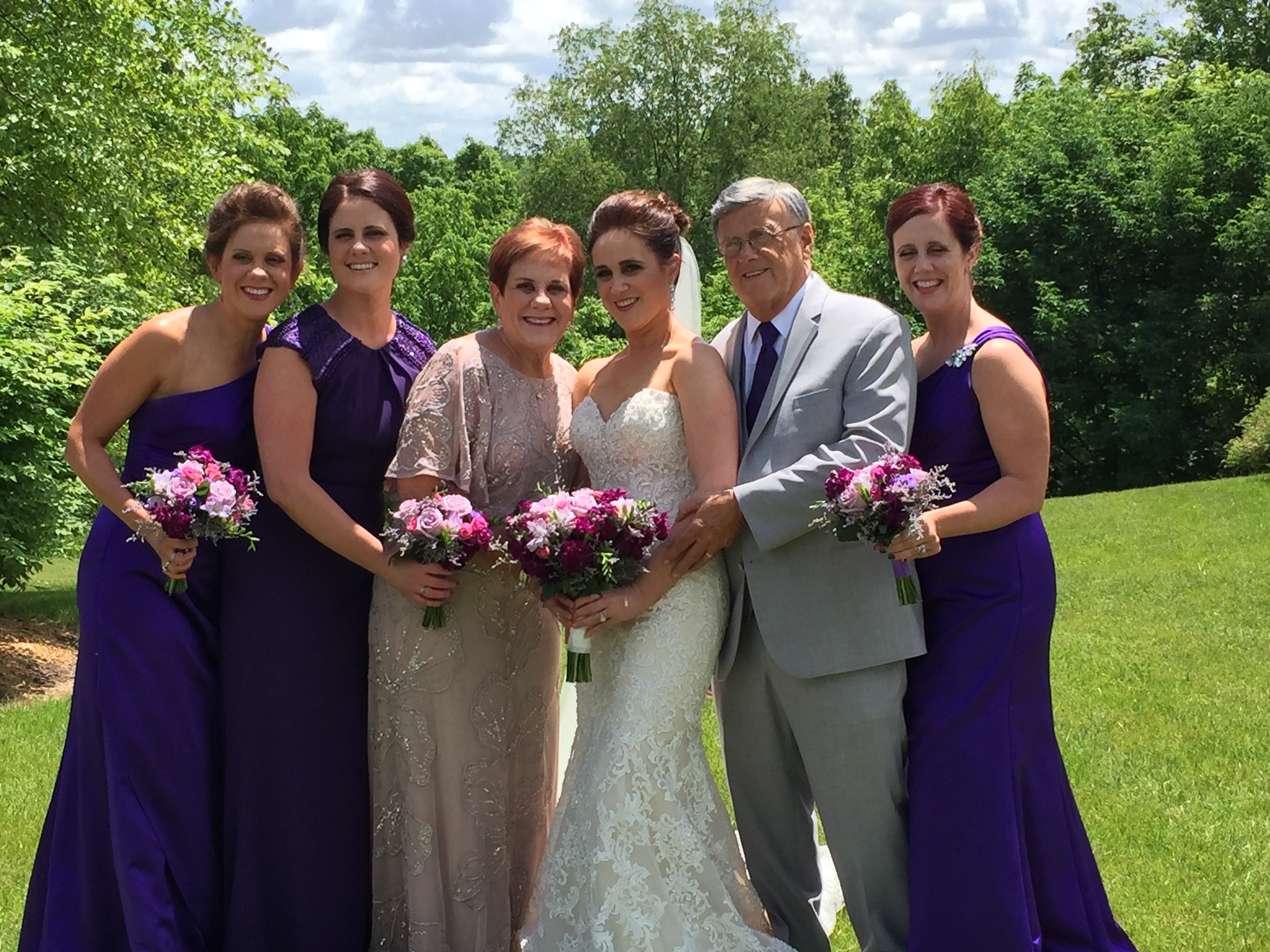 Photo caption: (L-R): Daughters Patty and Laura, Chuck’s wife Bernadette, daughter Jessica, Chuck and daughter/donor, Beth